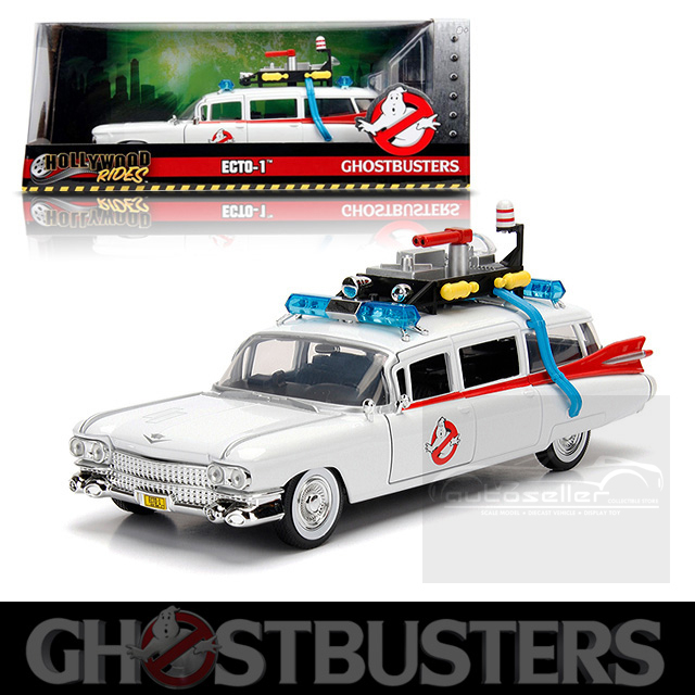 GHOSTBUSTERS MOVIE ECTO-1 GHOST HUNTING VEHICLE (1:24) DIECAST METAL MODEL CAR