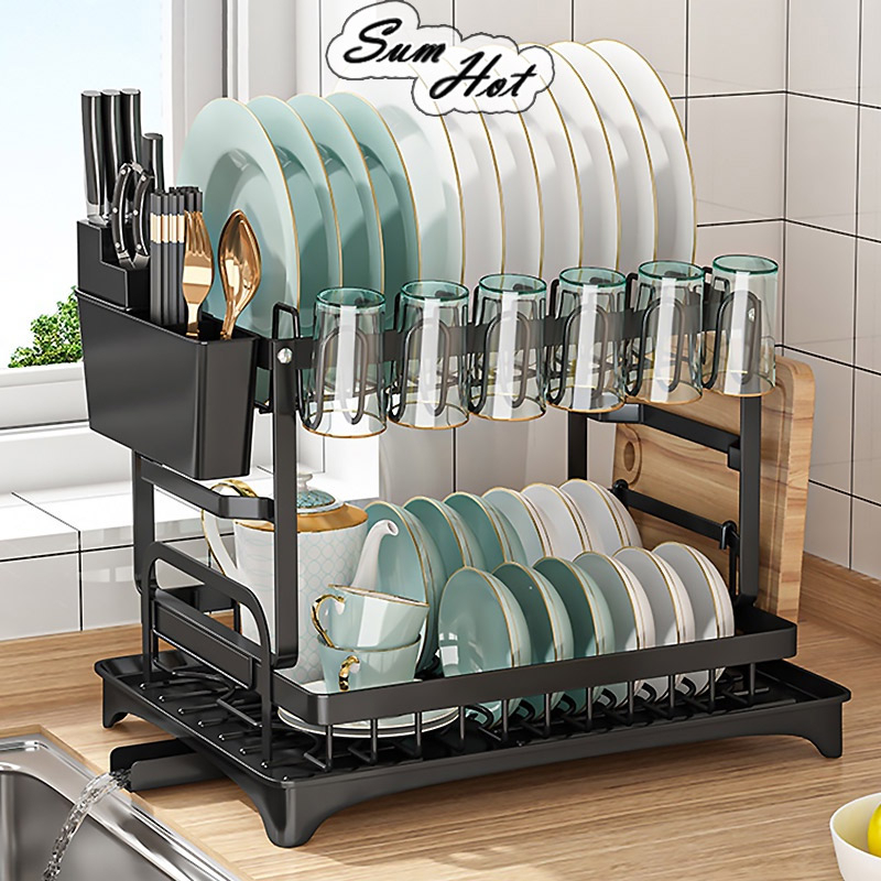 Kitchen Dish Drainer Rack Rak Pinggan Kitchen Storage Rack with Tray