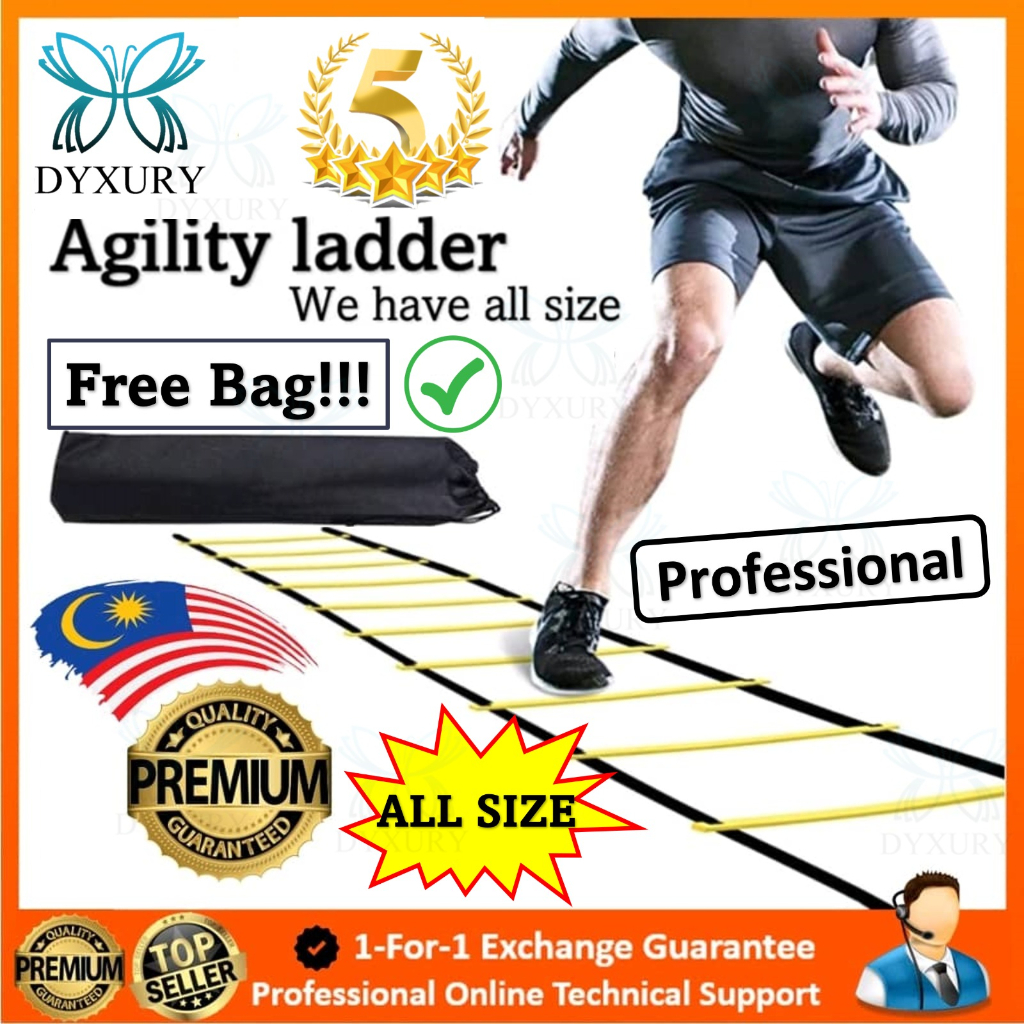 (Free Bag) Premium Ladder Training Agility Ladders Football Cones Speed Ladder Training Ladders Equipment 20-Rungs 梯子训练