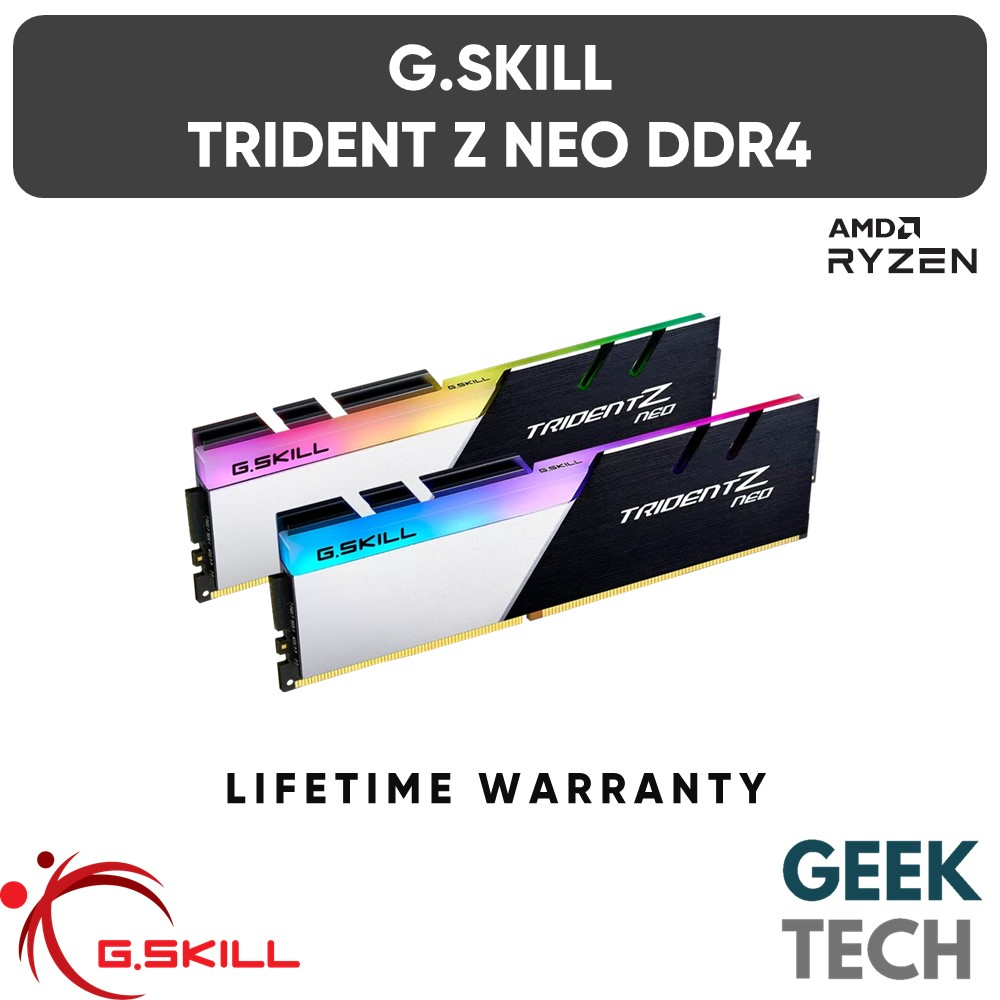 G.Skill Trident Z Neo RGB 3200MHz/3600MHz DDR4 Gaming RAM 8GB/16GB - Optimized for AMD Ryzen & Intel Platform