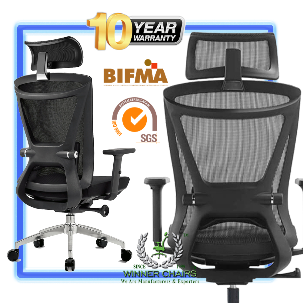 Ergonomic Office Chair 328-3D-ALU-BLK-ALUMINIUM BASE (10 Years Warranty )