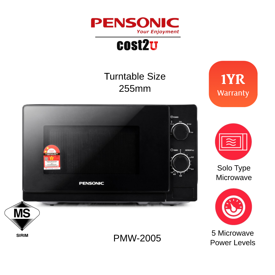 Pensonic 20L Solo Microwave Oven with 5 Power Levels | PMW-2005 (Ketuhar Gelombang Mikro 微波炉 微波爐)