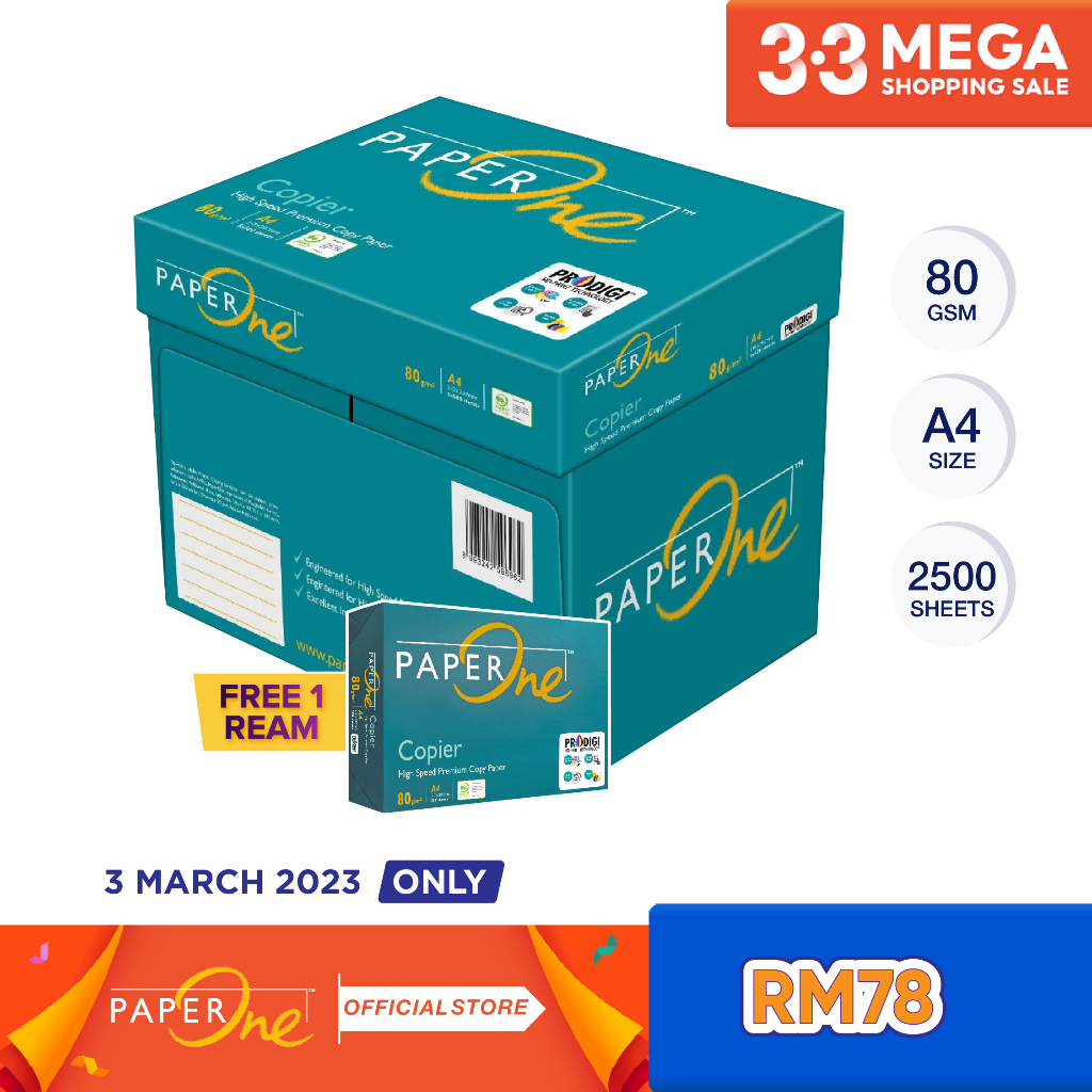 Paperone A4 Copier Paper 80gsm 2500 Sheets 5 Reams Shopee Malaysia