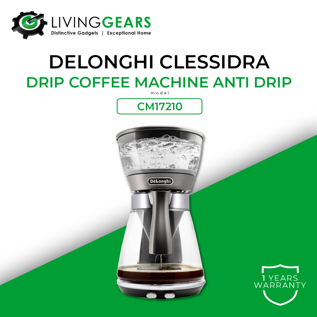 Delonghi Clessidra 1.25L/10 Cups Drip Coffee Machine Anti Drip ICM17210 ...