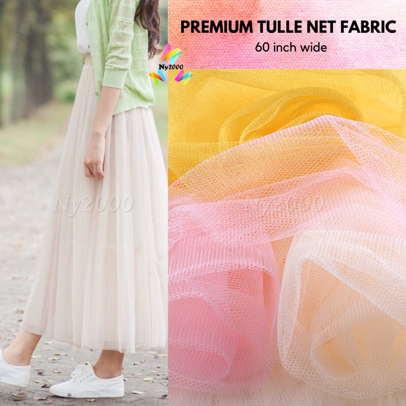 Kain Net Nylon Lembut Bidang 60 | Premium Soft Bridal Gown Fine Tulle Veil Lightweight Mesh Dressmaking Netting Fabric