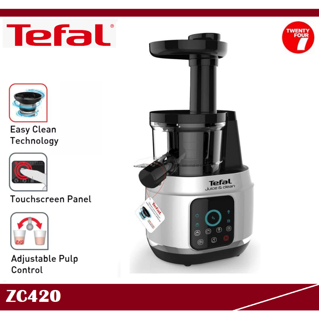 TEFAL Juice N' Clean Slow Juicer ZC420E65 (Slow Juicer/ Juice Blender) ZC420