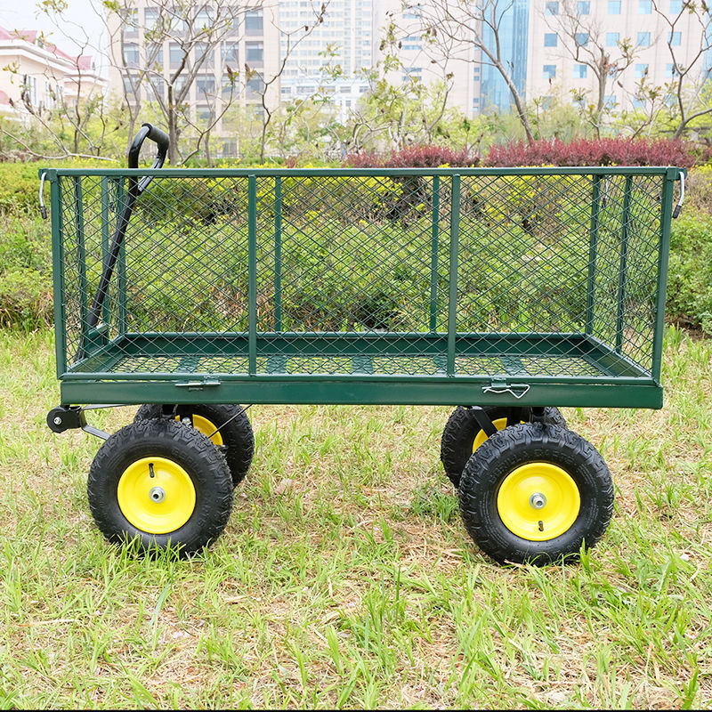 Four-Wheel Trailer Folding Cart Net Car Truck King Household Carrier Cargo Cart Traction Platform Trolley 手推车 troli