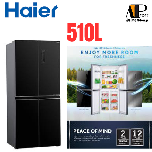 Haier 510L 4Door Refrigerator Glass Black Twins Inverter Fridge Big