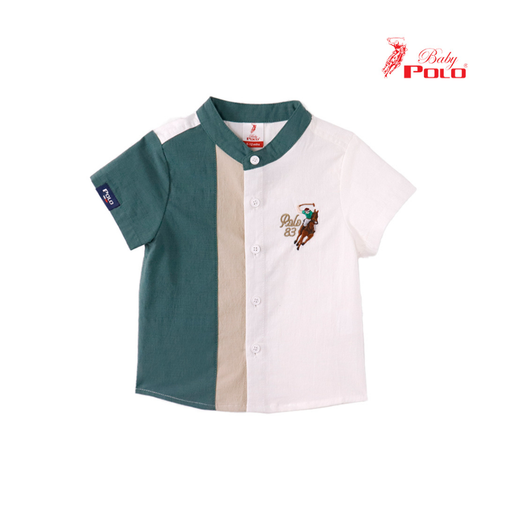 Baby Polo Boy Mandarin Collar Short Sleeve Woven Shirt 03-202475