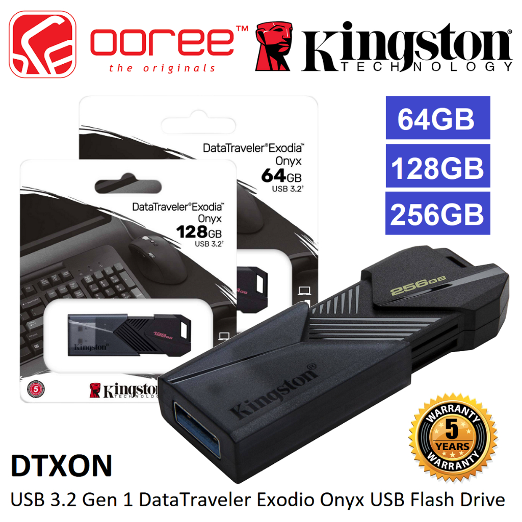 KINGSTON DTXON DATA TRAVELER EXODIA ONYX USB 3.2 GEN 1 USB FLASH DRIVE PENDRIVE THUMB DRIVE STORAGE - 64GB 128GB 256GB