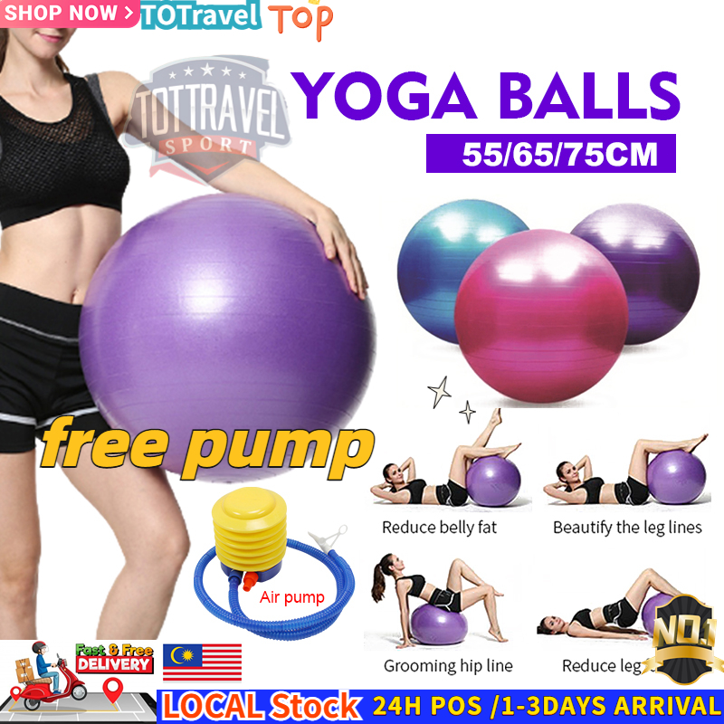 Fitness Sports Yoga Ball Bola Pilates Balance Fitball Exercise equipment Pilates Pregnant Massage Ball（55-75cm）free pump