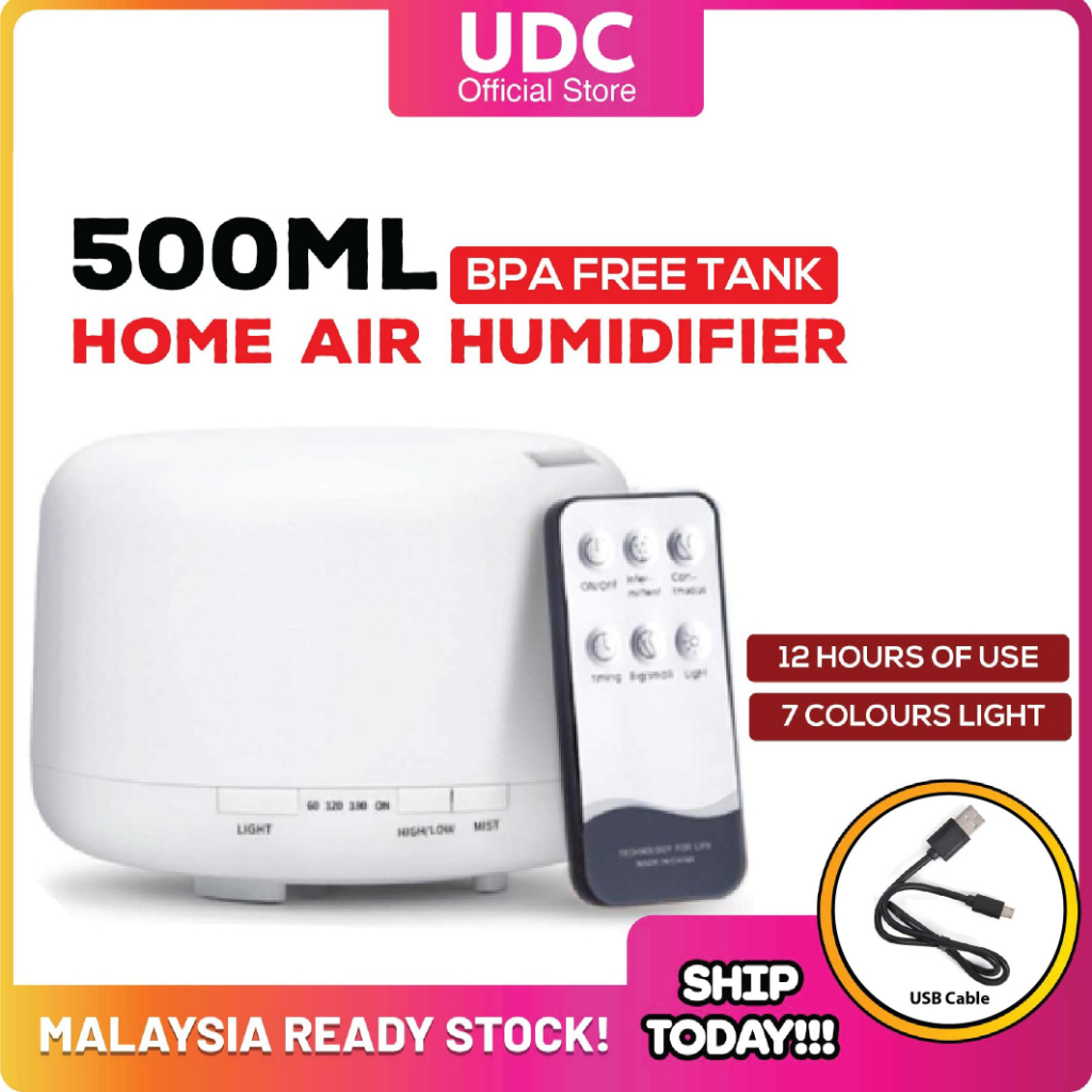 UDC Remote!! 500ml Home Air Humidifier Essential Oil Diffuser Aroma Aromatherapy With Color Lamp/Aroma Diffuser Wireles