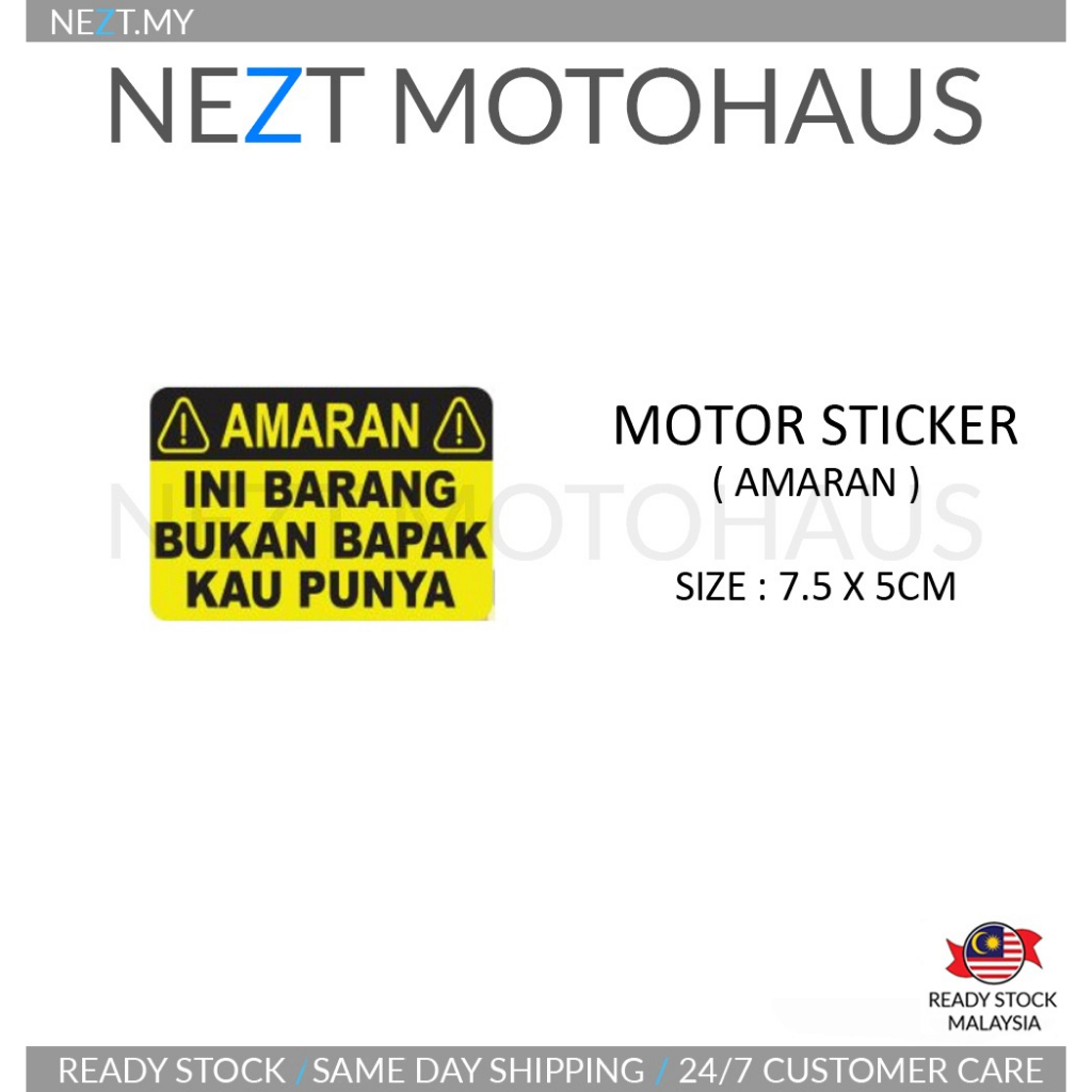 STICKER WARNING AMARAN INI BARANG / INI HELMET BUKAN BAPAK KAU PUNYA READY STOCK