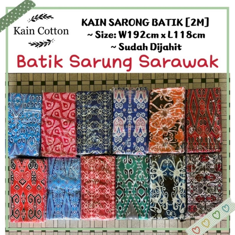 Kain Batik Sarawak Corak Borneo Asli Kain Batik Sarung Siap Jahit Kain Batik Motif Pua Kumbu Viral Batik Cotton