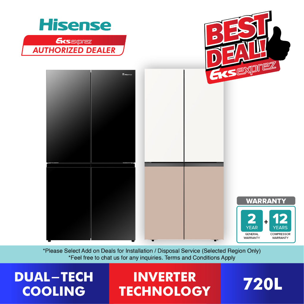 [FREE SHIPPING] Hisense 4 Door Inverter Fridge 720L RQ768N4ABU / RQ768N4AW-KU Refrigerator / Peti Sejuk