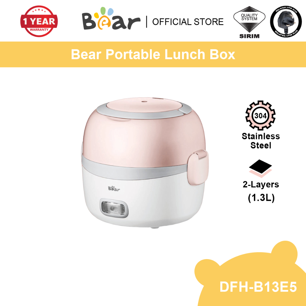 Bear Electric lunch box portable lunch box Mini Rice Cooker 2Layer