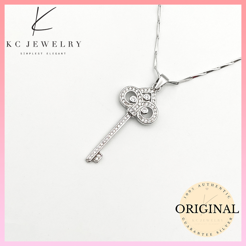 KC Jewelry S925 White Gold Plated Diamond Maori Key Pendant/Loket S925 Celup Emas Putih/925纯银镀白金镶钻吊坠