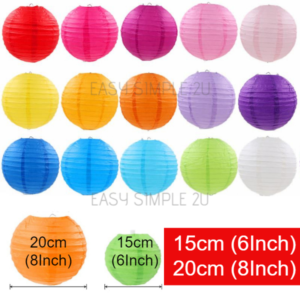 (1 Piece) 15cm [6Inch] OR 20cm [8Inch] Beautiful DIY Chinese Paper Round Lantern Home Decor Party Wedding Eco-Friendly