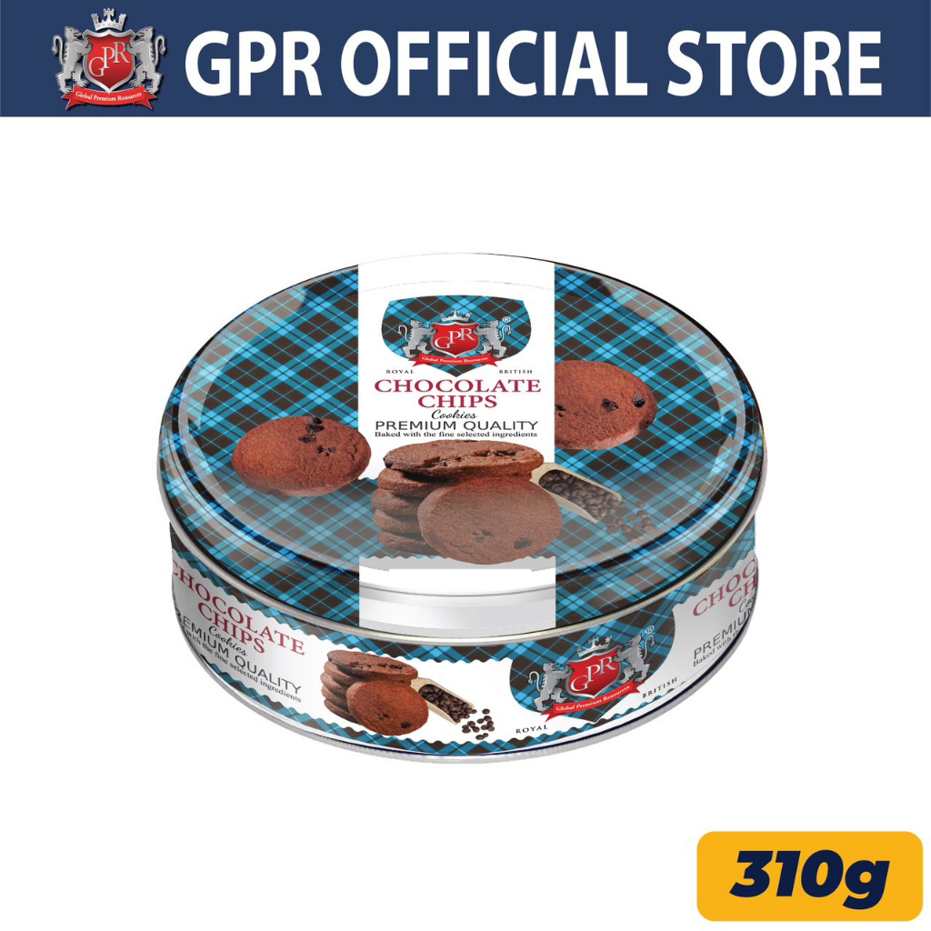 【Sarawak】GPR Royal British Chocolate Chips Cookies Tin (310g) Biscuit Biskut 128