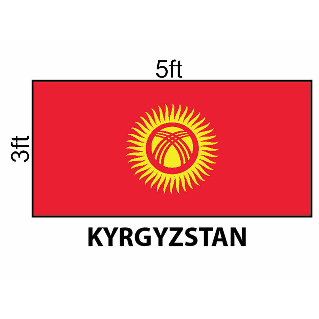 Kyrgyzstan Flag 3x5ft, Bendera Kyrgyzstan 3x5ft, Polyester