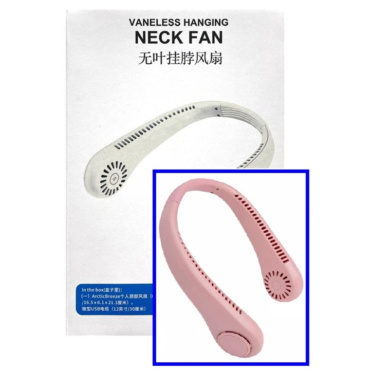 Portable Neck Fan, USB Rechargeable Wearable Neck Fan, Headphone Design Personal Cooling Fan 3 Speed