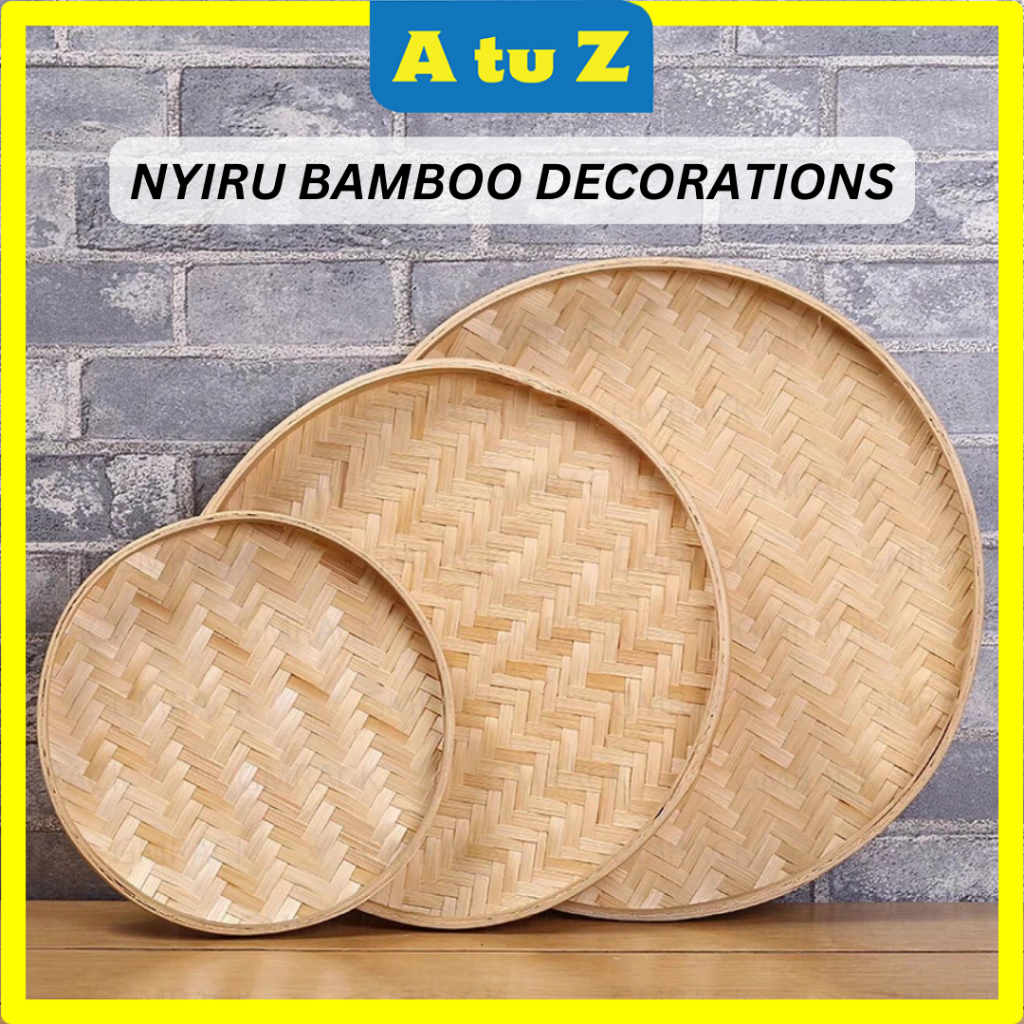 AtuZ Bamboo Tray 50cm Nyiru Awel Rattan Tradisional Decoration Selamat Hari Raya Nyiru Large Tampi Round