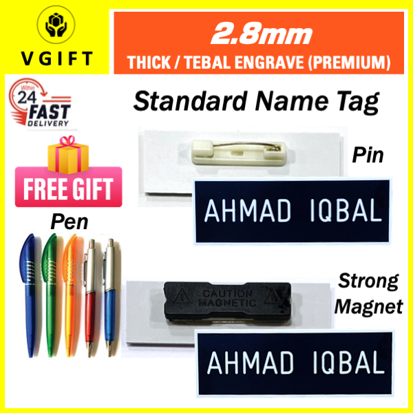 Customize Name Tag PIN or Magnet Sekolah Cikgu, Penjawat Awam, Kakitangan Kerajaan / Tag Nama / Nametag Tanda Nama