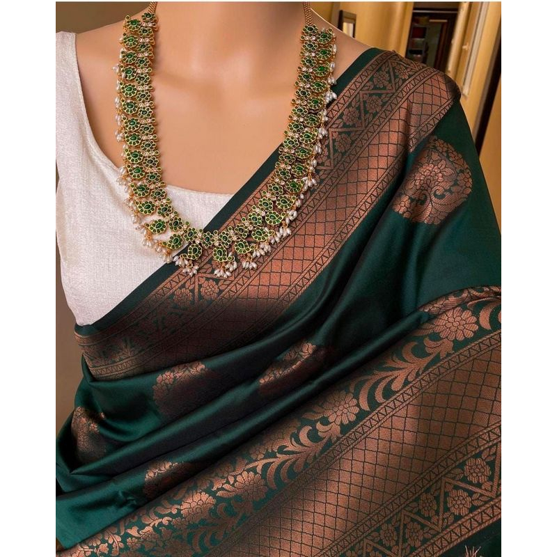 EF-1506~Beautiful Soft Lichi Silk Saree With Running Blouse