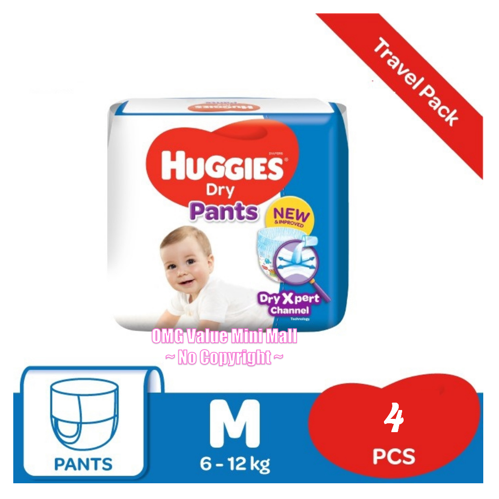 Huggies Dry Pants Travel Pack M (4 pcs) Baby Disposable Diaper