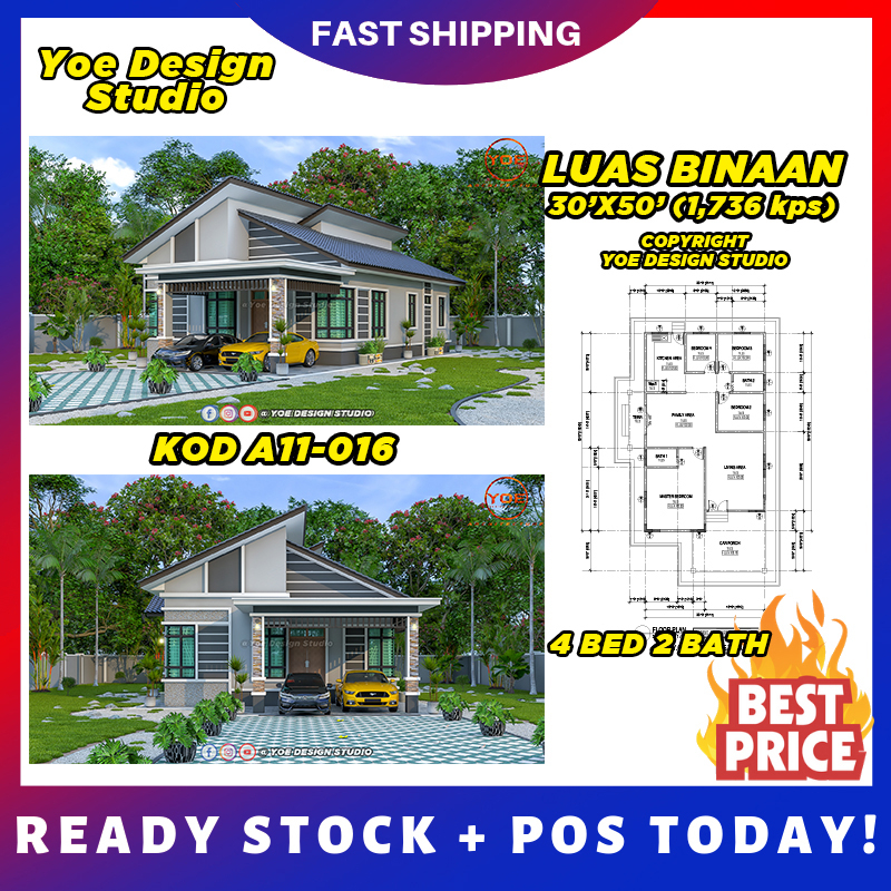 PELAN RUMAH 4 BILIK DAN 5 BILIK BERKELUASAN PLAN RUMAH 1,500kps To 2,000kps | RUMAH BAWAH 2,000KPS DESIGN RUMAH