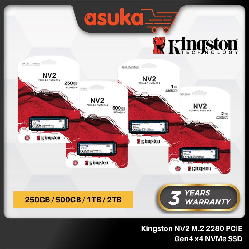 Kingston NV2 250GB/500GB/1TB/2TB M.2 2280 PCIE Gen4 x4 NVMe SSD