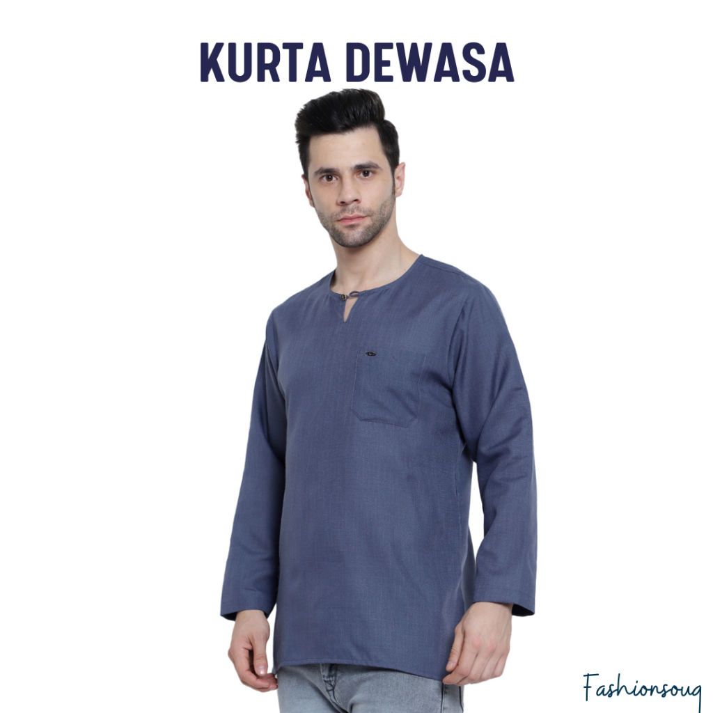 KURTA BELANGA COTTON PREMIUM Kurta Lelaki Dewasa Berkolar Bulat - Teluk ...