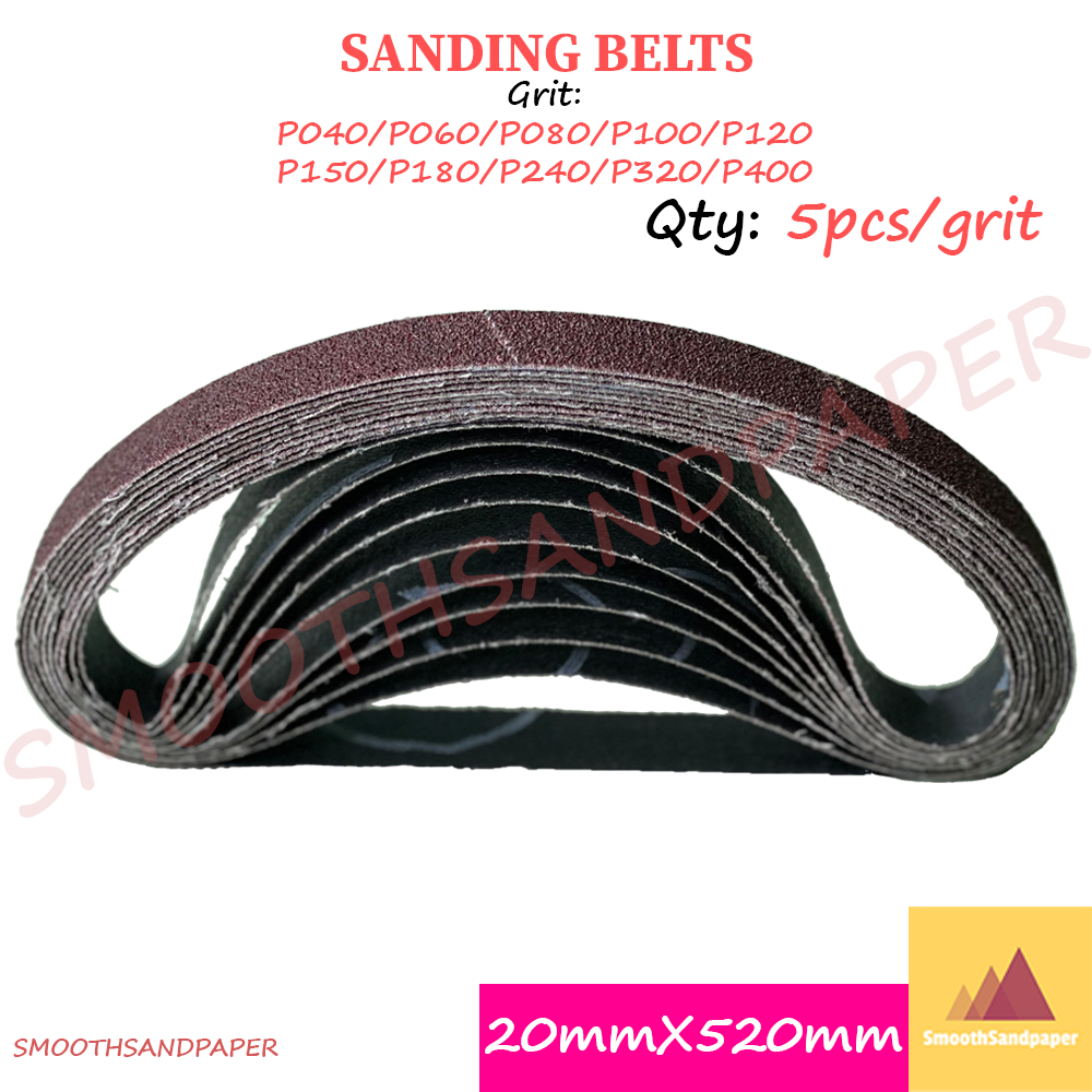 Sandpaper Belts Aluminium Oxide Kertas Pasir 20mmX520mm (0.75"X20.5") 气动小砂带金属抛光打磨20*520mm image 2