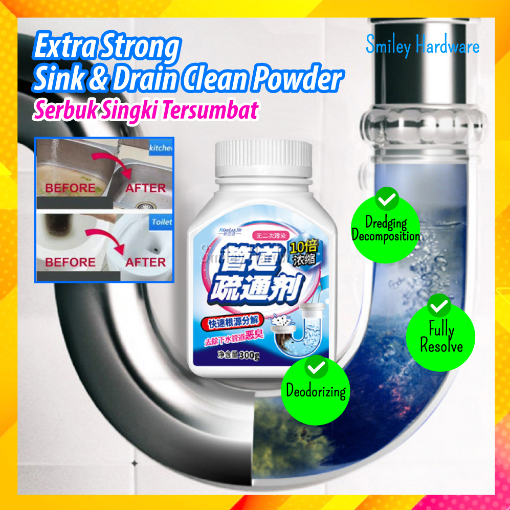 Effective Drain Cleaner Remover Sink Home Pipe Dredge Ubat Singki