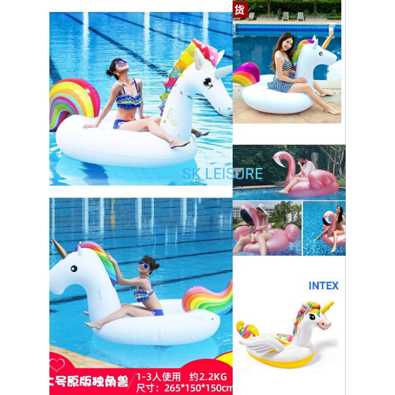 Big Inflatable Floaties Kids(Free repair tape) Rainbow Unicorn / Flamingo Float Pelampung Unicorn