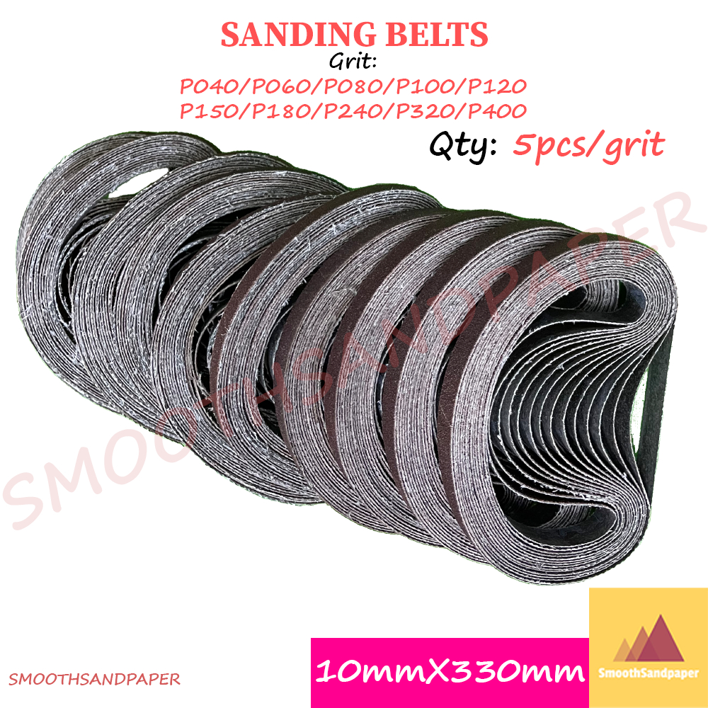 Sandpaper Belts Aluminium Oxide Kertas Pasir 10mmX330mm (3/8"X13") 气动砂带机小型砂带 木工金属打磨抛光 image 4
