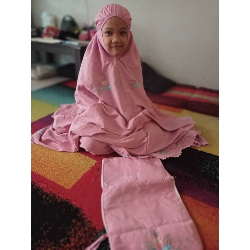 TELEKUNG NABILA TRAVEL COTTON + BEG SEDONDON IBU ANAK BESERTA BEG SEJADAH MUKA 2 IN 1 MUDAH DIBAWA KE MANA-MANA