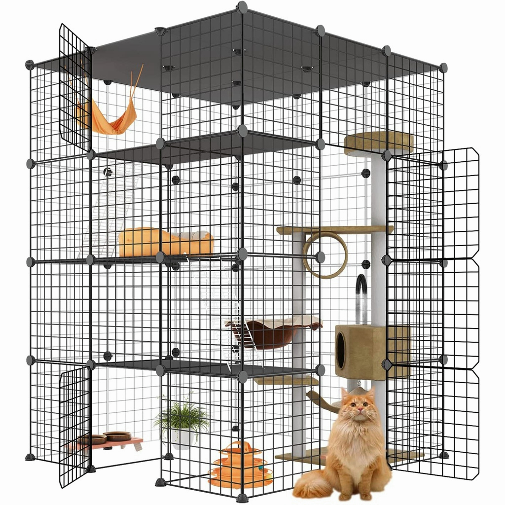 Ready StockCat Cage DIY Large Pet House Multi-functional Sleeping Playing Large Kennel With Roof Sangkar kucing besar