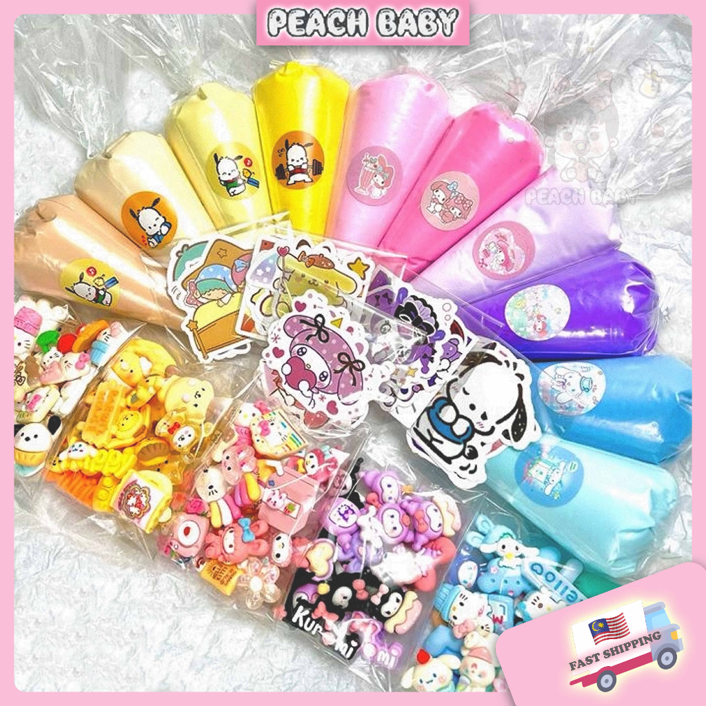 Sanrio Cream Glue Material Set Cream Gel DIY Handcraft Cream Glue Casing Melody Kuromi Resin Accessories 三丽鸥奶油胶配件材料包