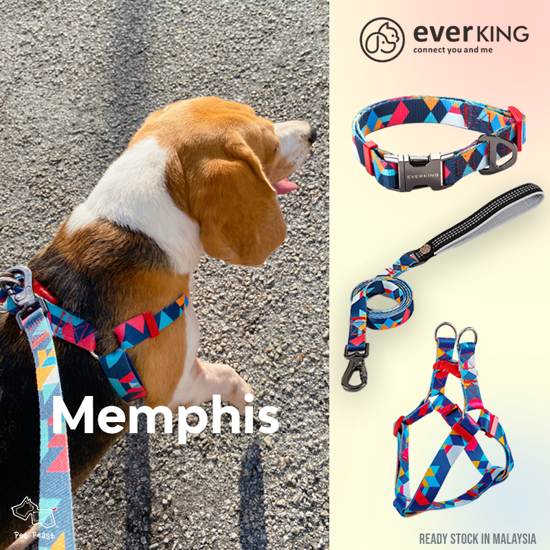 NEW Everking Memphis Series Fashion Dog Collar Leash Harness Reflective Pets Walking Training Strong Durable