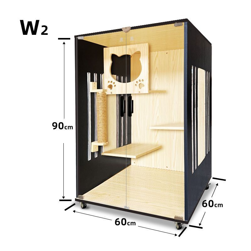 FREE SHIPPING Upgrade New Premium Cat Cage Tempered Glass Door Villa Sangkar Kucing