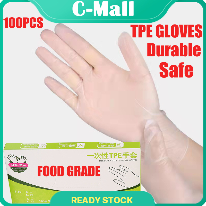 CMall 100Pcs Food Grade Tpe Disposable Gloves Tpe Glove Food Grade Glove Food Disposable Gloves