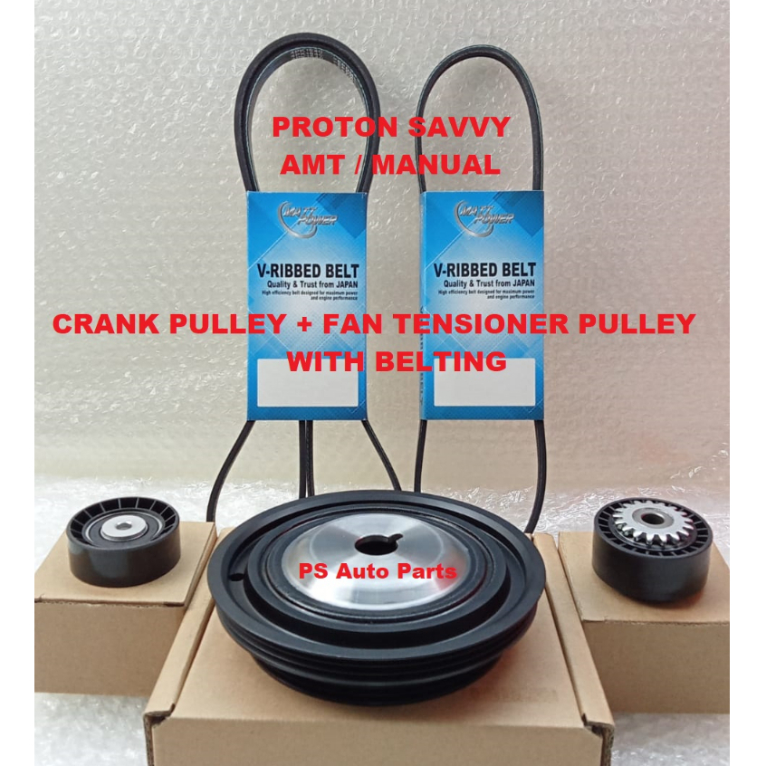 Proton Savvy Crank shaft Pulley + Fan Tensioner Pulley + Air Con