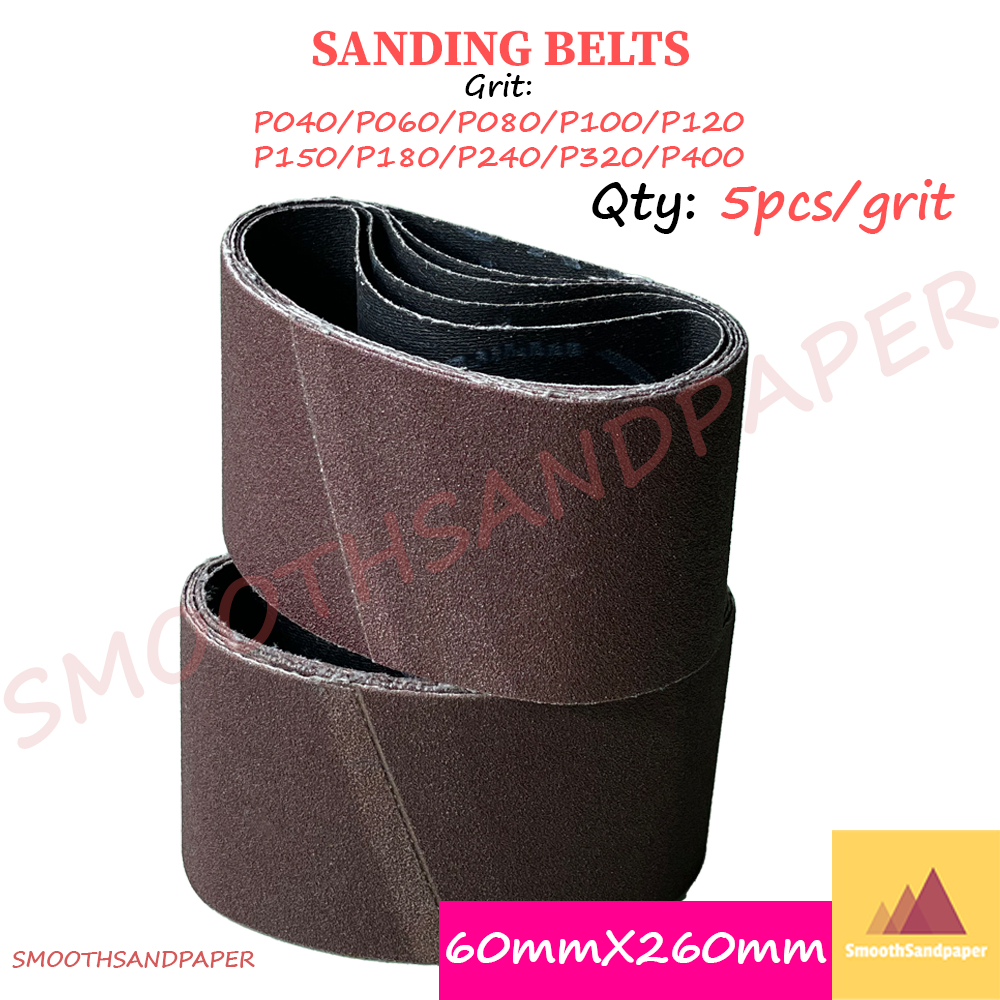 Sandpaper Belts Aluminium Oxide Kertas Pasir 60mmX260mm (2.4"X10.2") 气动拉丝机砂带60*260拉丝打磨砂纸环形抛光机打磨机砂光