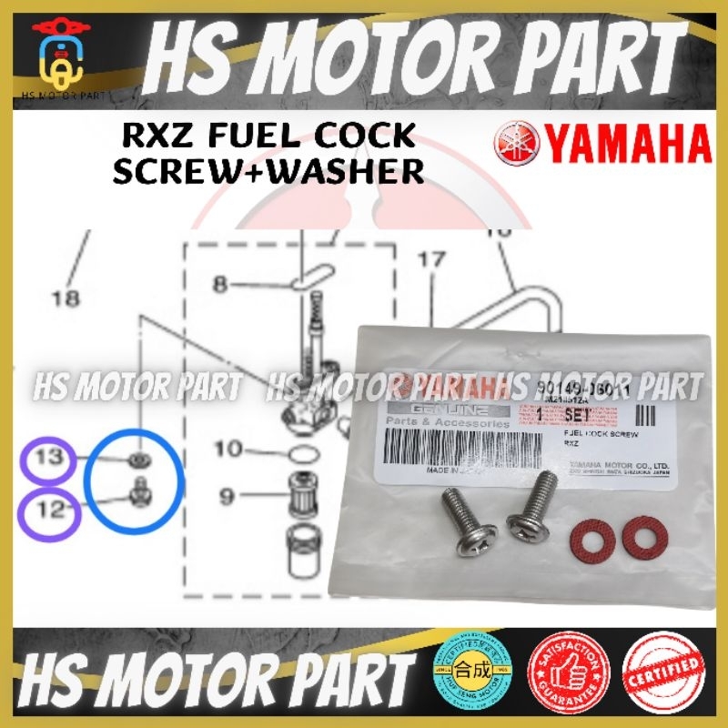 HSMOTORPART Yamaha Rxz Fuel Cock Screw Set,Rxz Minyak Cock Skru Set