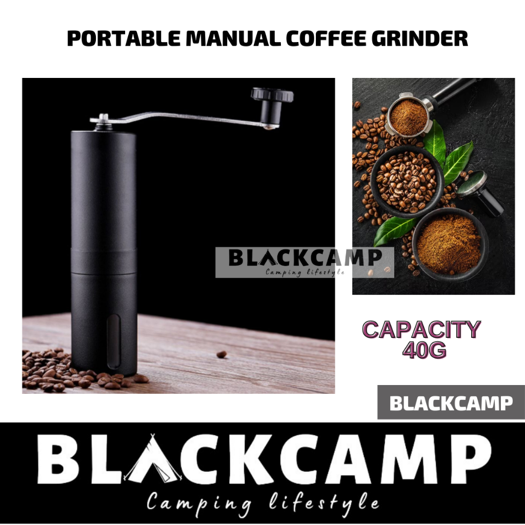 Coffee Grinder Mini Manual Adjustable Portable Fine Coffee Bean Machine Camping Outdoor Cookware Blackcamp