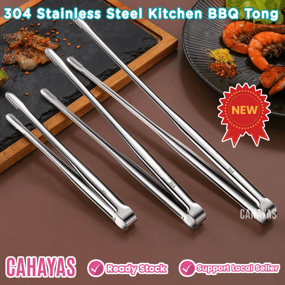 [New Design] [M'sia Stock] Stainless Steel Multipurpose Tong BBQ Kitchen Cooking Food Serving Utensil
