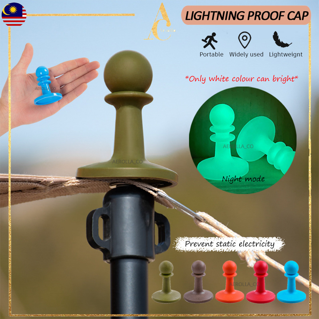 [NEW] Lightning Proof Cap Camping Tent Poles Luminous Glow Anti-Thunder Protection Cover Safe Awning Rod Tent Hat 避雷帽