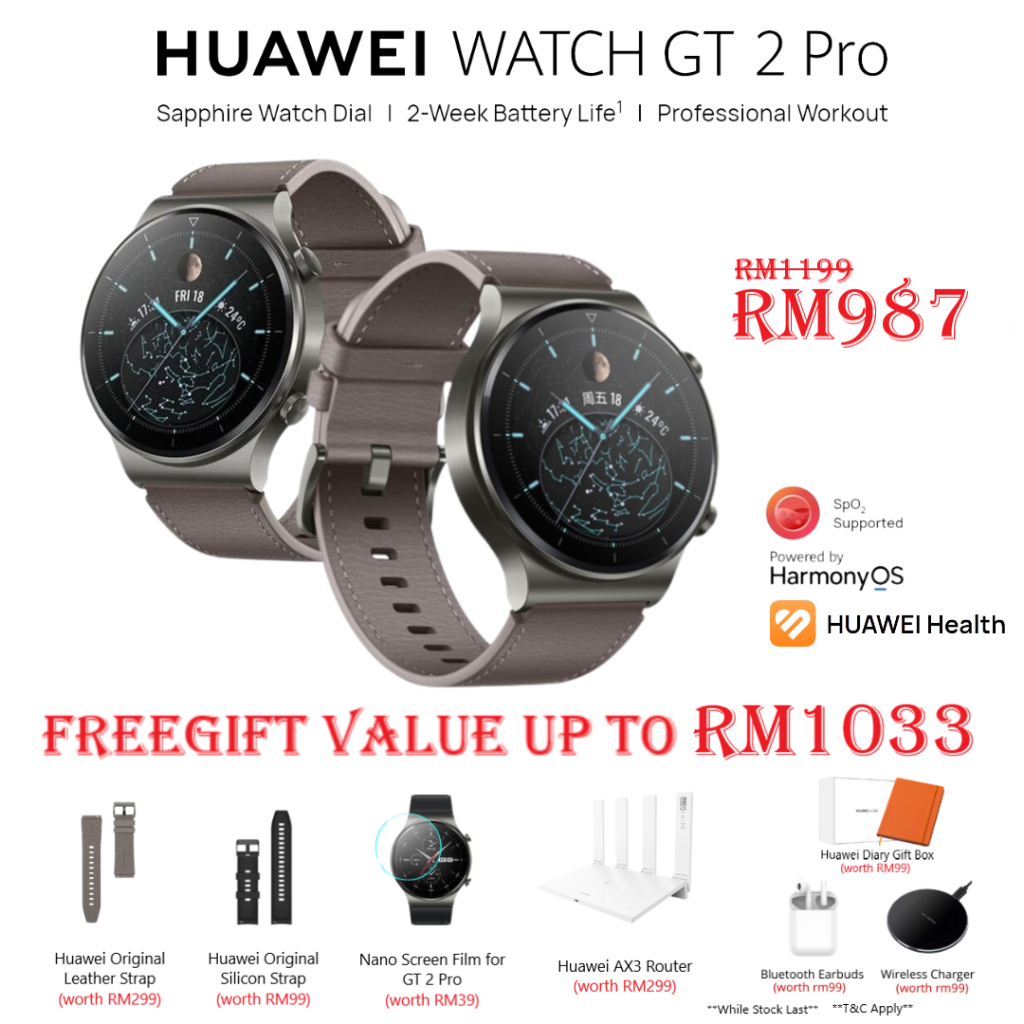 Huawei GT 2 Pro Smartwatch Durable Battery Life Sapphire Glass Titanium