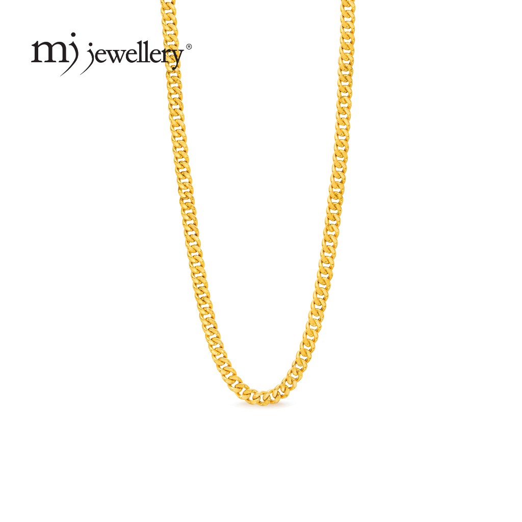 MJ Jewellery 916/22K Gold Hollow Machine Curb Chain Necklace R020S